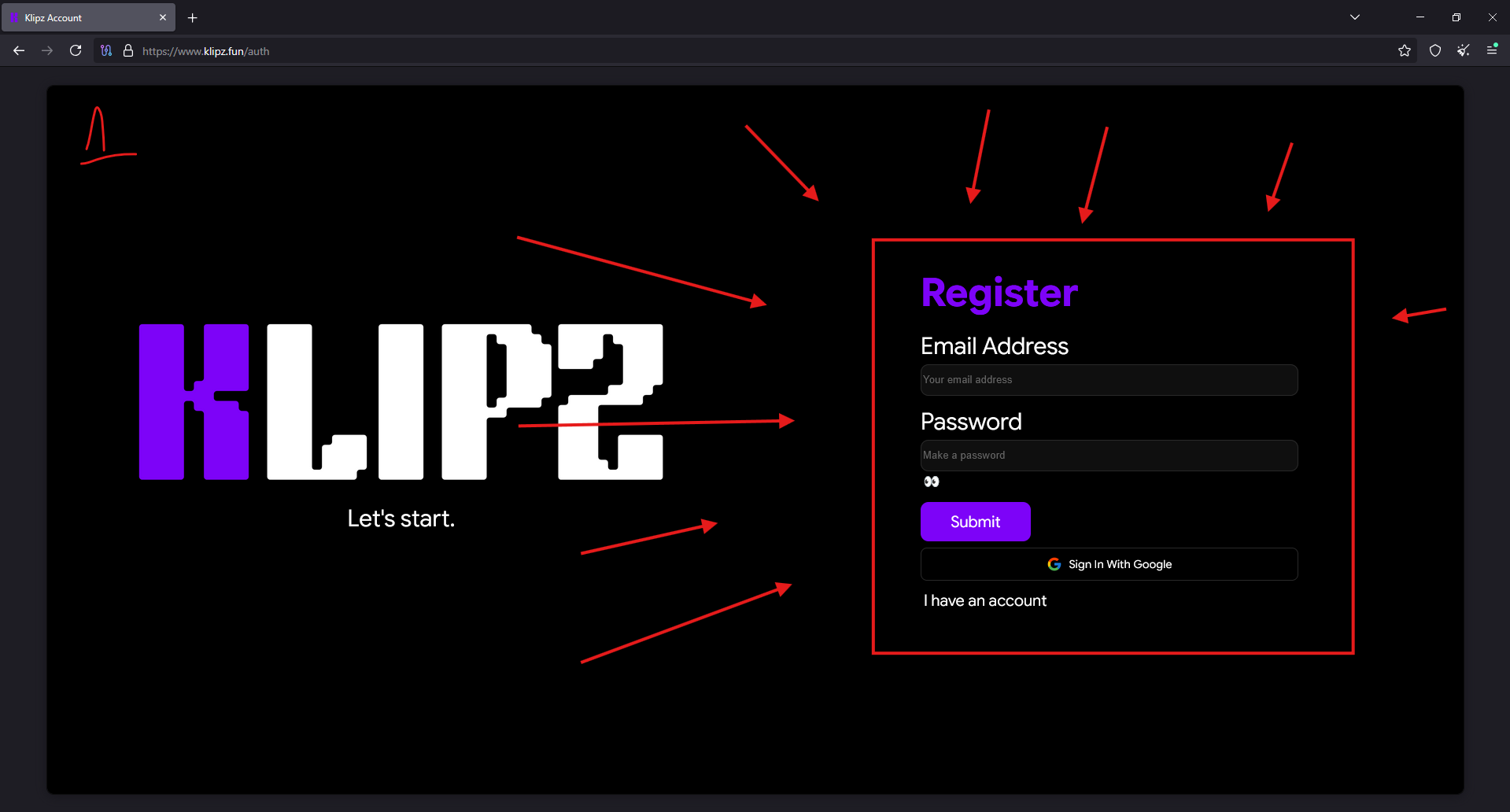Create Account — Step 1